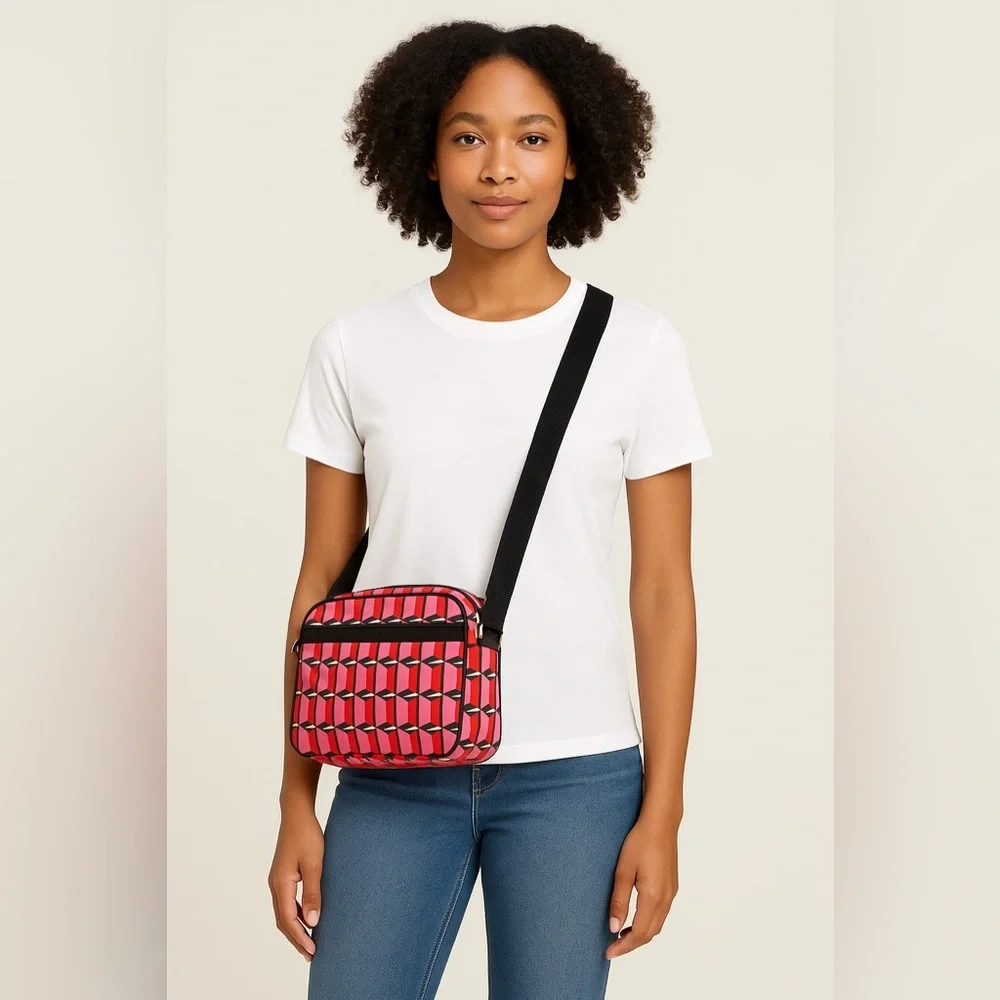 Diane von Fürstenberg x Target Geometric Crossbody Bag Pink Red Black Cube Print